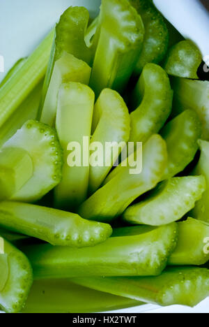 cut celery in stack Stock Photo