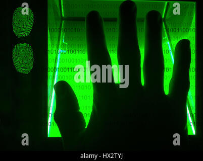 cybersecurity digital fingerprint scanning Stock Photo