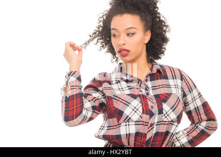 Teenage model with urban fashion clothes isolated on a white background Stock Photo