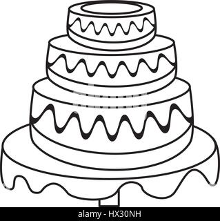 wedding cake dessert outline Stock Vector