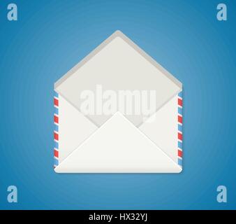 White envelope on the blue background. Stock Vector