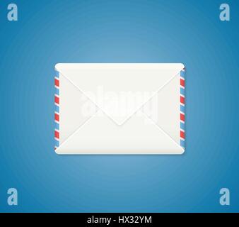 White envelope on the blue background. Stock Vector