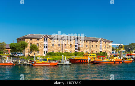 Boats at the Port Authority of New South Wales in Sydney Stock Photo