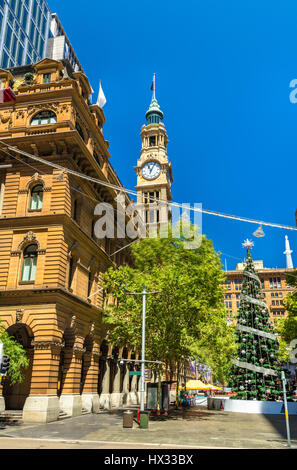 Martin Place with decorated Christmas tree in Sydney, Australia Stock Photo