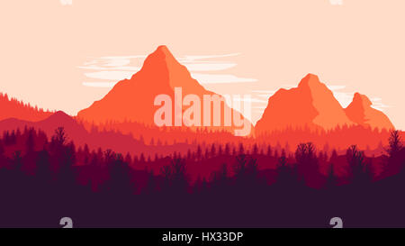 Mountain Landscape Illustration with Color Overlay Stock Photo