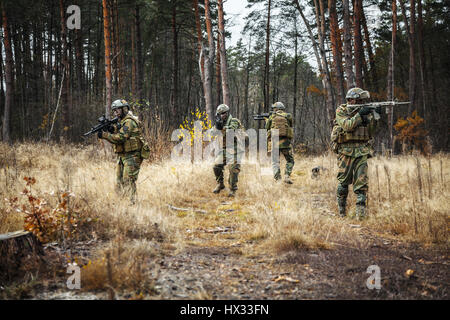 norwegian soldiers in the forest Stock Photo