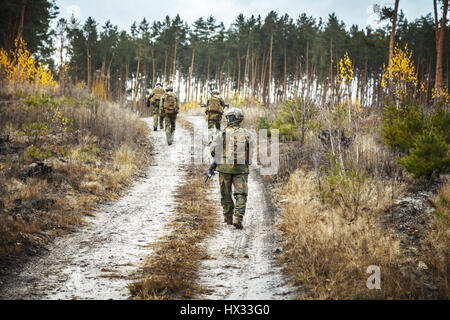 norwegian soldiers in the forest Stock Photo