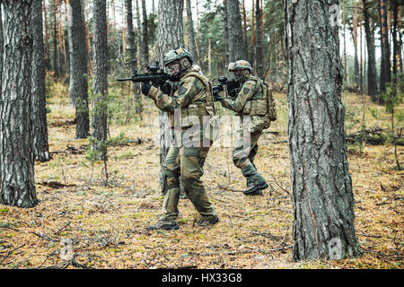 norwegian soldiers in the forest Stock Photo