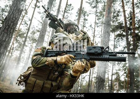 norwegian soldiers in the forest Stock Photo