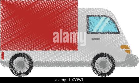 drawing truck delivery transport image Stock Vector