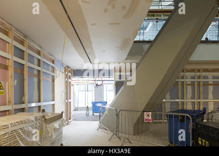 View of roof support. Design Museum under construction, London, United Kingdom. Architect: John Pawson Architects, 2016. Stock Photo