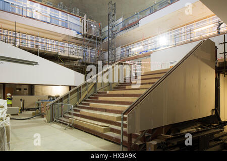 Interior view of main atrium under construction. Design Museum under construction, London, United Kingdom. Architect: John Pawson Architects, 2016. Stock Photo