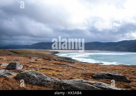 Waves break on Maghera beach near Ardara, County Donegal, Ireland part of Ireland's Wild Atlantic Way Stock Photo