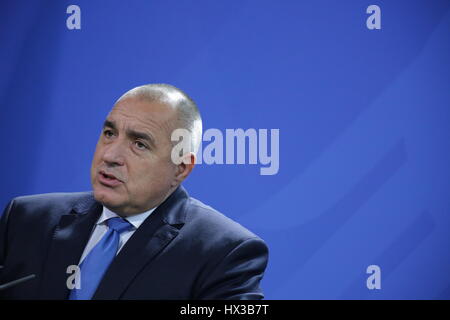 Berlin, Germany, December 15th, 2014: Prime Minister of Bulgaria Boyko Borisov for official visit. Stock Photo