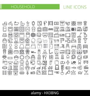 Household appliances line icons set. Vector illustration Stock Vector