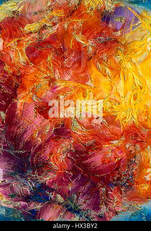 Painting structure with petal pattern, abstract colorful background, graphic effect. Stock Photo