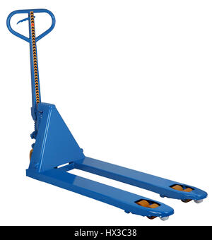 Blue manual hydraulic pallet truck, jigger, to lift and move pallets ...