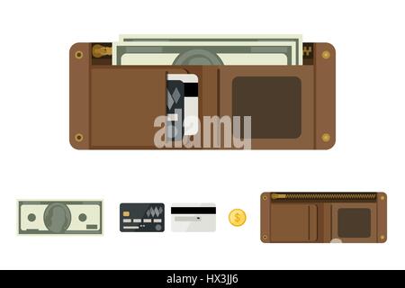 Wallet with money Stock Vector