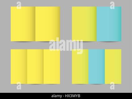Vector paper leaflets in bright yellow and blue colors Stock Vector