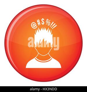 Man with different signs over his head icon Stock Vector