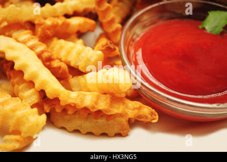 French Fries Served with Catsup Stock Photo