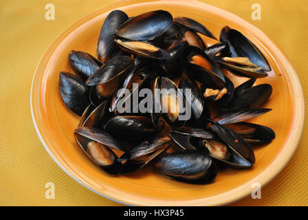 Steamed Mussels Served on a Dish Stock Photo