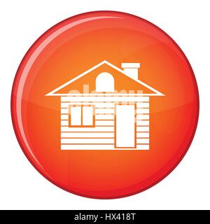 Wooden log house icon, flat style Stock Vector