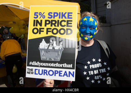 London, UK. 25th Mar, 2017. Unite for Europe national march holding her placard Sarah Richens Credit: Brian Southam/Alamy Live News Stock Photo