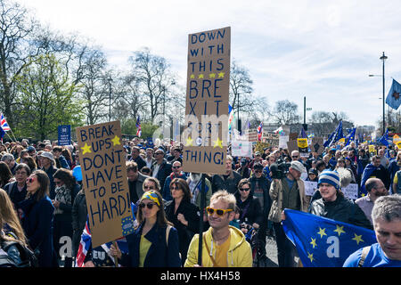 London, UK. 25th Mar, 2017. People are marching down London streets during March for Europe 2017 Credit: Radek Bayek/Alamy Live News Stock Photo