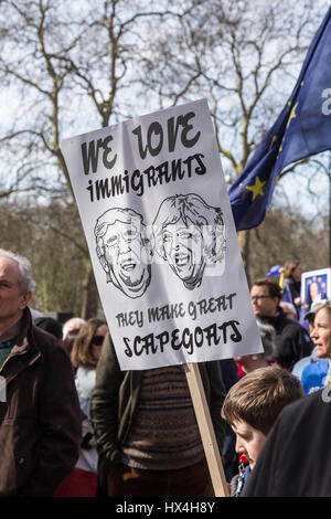 London, UK. 25th Mar, 2017. Unite for Europe March in London. Thousands march from Green Park to Parliament Square to oppose Brexit Credit: Nathaniel Noir/Alamy Live News Stock Photo