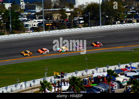 Great view of the toyota nascars working together during the 2017 daytona 500. Stock Photo