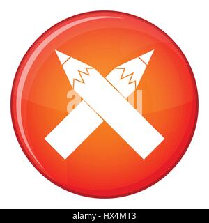 Two crossed pencils icon, flat style Stock Vector