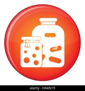 Jars with pickled vegetables and jam icon Stock Vector