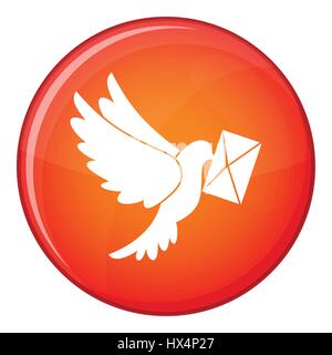 Dove carrying envelope icon, flat style Stock Vector