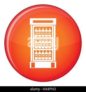 Fridge with refreshments drinks icon, flat style Stock Vector