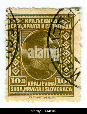 GOMEL, BELARUS, 24 MARCH 2017, Stamp printed in Yugoslavia shows image of the Alexander I served as a prince regent of the Kingdom of Serbia, circa 19 Stock Photo