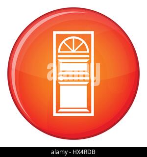 Door with an arched glass icon, flat style Stock Vector