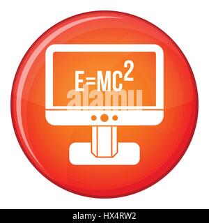 Monitor with Einstein formula icon, flat style Stock Vector