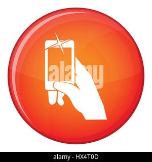 Hand taking pictures on cell phone icon Stock Vector