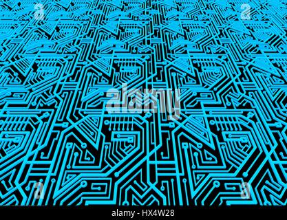 Illustration of abstract circuit board background with glowing green ...