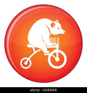 Bear on a bike icon, flat style Stock Vector