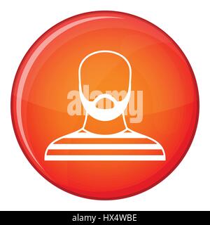 Bearded man in prison garb icon, flat style Stock Vector