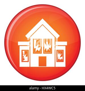 House with broken windows icon, flat style Stock Vector