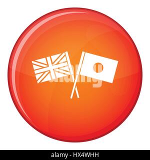 UK and Japan flags crossed icon, flat style Stock Vector