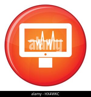Electrocardiogram monitor icon, flat style Stock Vector