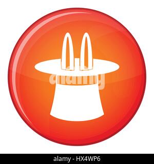 Rabbit ears appearing from a top magic hat icon Stock Vector