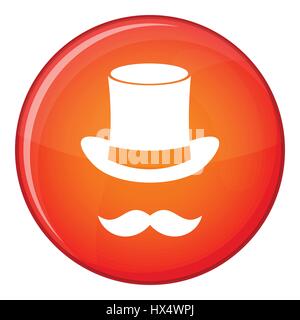 Magic black hat and mustache icon, flat style Stock Vector