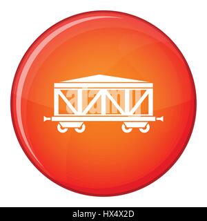 Train cargo wagon icon, flat style Stock Vector