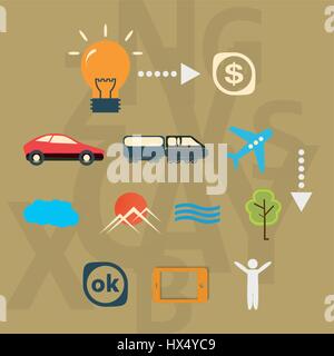 Set icons journey from idea to realization Stock Vector