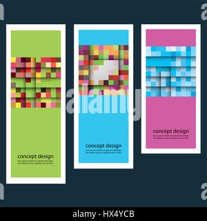 Three concept abstract color sticker squares eps Stock Vector